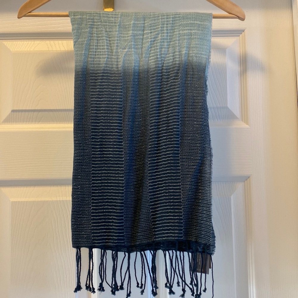 J. Jill Dip Dyed Robin’s Egg Blue and Navy lightweight scarf